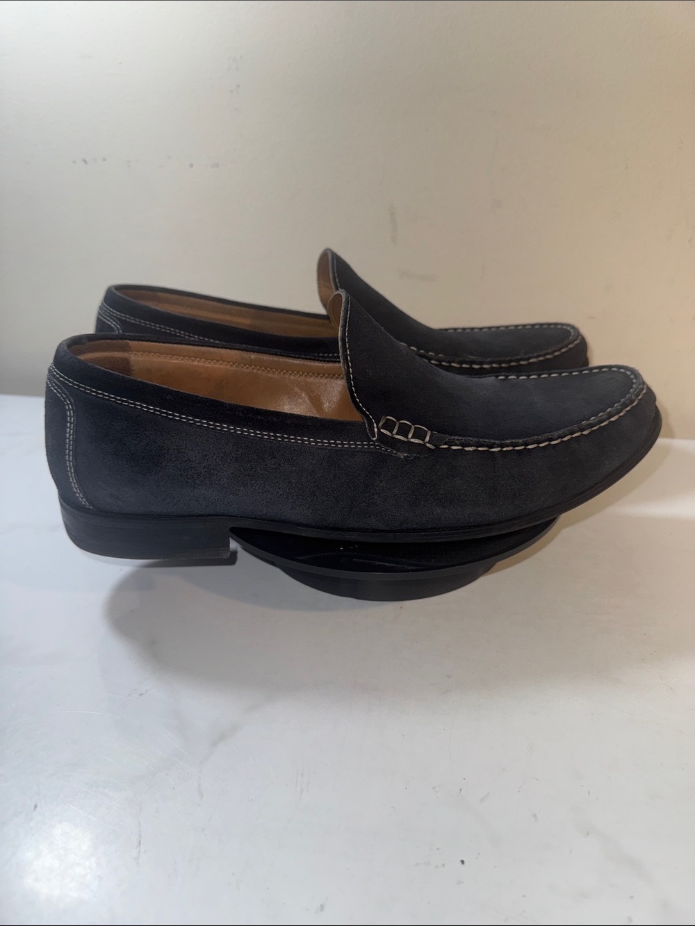 Johnston & Murphy Men's Cresswell Navy Leather Slip-On Loafers Size 10M